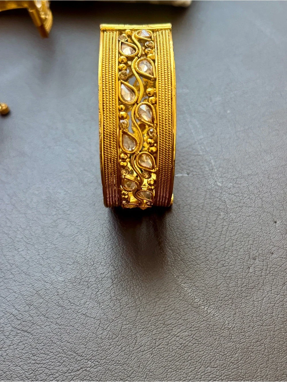 Gold-Tone Kundan Accent Women’s Bangle Set